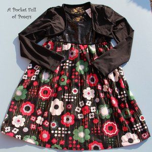 Children's Place Black Sequin Flower Dress NWT